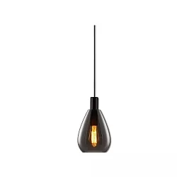 pendant luminaire INFINITY SMOKY GLASS with open cable, 2-pole E27 IP20, black dimmable