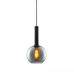 Luminaire à suspension INFINITY BLACK ROUND GLASS 20CM rond E27 IP20, couleurs fumée, noir gradable