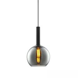 Luminaire à suspension INFINITY BLACK ROUND GLASS 25CM rond E27 IP20, couleurs fumée, noir gradable