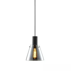 Luminaire à suspension INFINITY CONCAVE GLASS conique E27 IP20, couleurs fumée, noir gradable