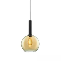 Luminaire à suspension INFINITY AMBER ROUND GLASS 25CM rond E27 IP20, ambre, noir gradable