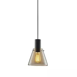 Luminaire à suspension INFINITY CONCAVE GLASS conique E27 IP20, ambre, noir gradable