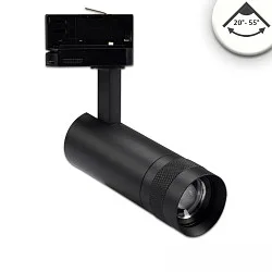 Projecteur triphasé FLEX-SPOT 8W 22-55° PHASE focalisable, pivotant à la cardan IP20, noir gradable