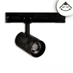 Projecteur triphasé 12W - 20°-55° (DALI) rigide, contrôlable par DALI, focalisable IP20, noir gradable