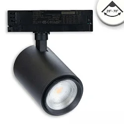 3-phase spot 42W - 20°-70° PHASE DIM focusable, cardanic swivelling IP20, black matt dimmable