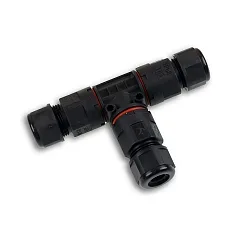 Câble connecteur en T IP68, 6.5-11MM / 0.75-2.5MM², 250V 16A 3 pôles, noir