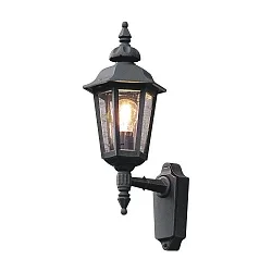 Luminaire mural d’extérieur PALLAS haut, petit E27 IP23, couleurs fumée, noir 