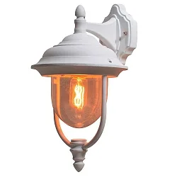 Outdoor wall luminaire PARMA DOWN, E27 max. 75W, white aluminium / clear acrylic glass