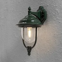 Outdoor wall luminaire PARMA DOWN, E27 max. 75W, green, aluminium / clear acrylic glass