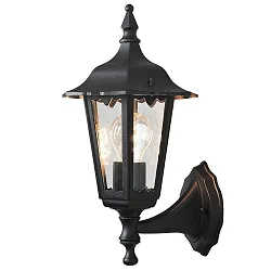 Outdoor wall luminaire FIRENZE UP, E27 max. 60W, black aluminium / clear glass