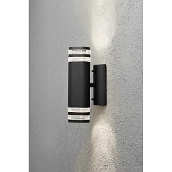 Outdoor wall luminaire MODENA UP/DOWN DOUBLE, 2x GU10 max. 35W, black aluminium / clear acrylic glass