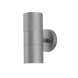 Outdoor wall luminaire MODENA, Up/Down, with double cone of light, IP44, 2x GU10 max. 35W, grey, aluminium / clear glass