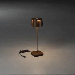 Lampe de table à accu NICE  angulaire, CCT Switch, dimmable IP54, rouille gradable