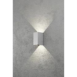 HighPower LED outdoor wall luminaire CREMONA, Up/Down, adjustable beam, 3W 3000K 460lm, silver grey / clear