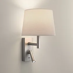 wall and ceiling luminaire METRICA SHADE READER E27 IP20, shade excl., nickel