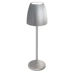 Lampe de table à accu TAVOLA PREMIUM avec connexion USB, avec variateur tactile, fixation magnétique IP54, argent gradable