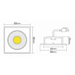 Recessed LED downlight A 5068Q T FLAT, 8.8 x 8.8cm, COB, 8W 4000K 38°, swivelling, brushed nickel