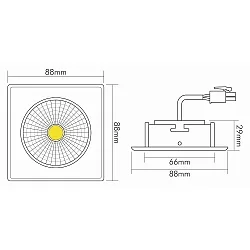 Downlight 5068Q ECO FLAT BIO angulaire IP40, nickel brossé gradable