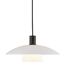 Pendant luminaire VERONA, E27, IP20, black, glass opal white