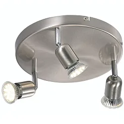 Luminaire de plafond AVENUE LED RONDELL 3 flammes GU10 IP20, acier brossé 