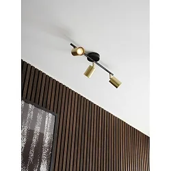 Luminaire de plafond EXPLORE 3 flammes GU10 IP20, laiton brossé, noir mat 
