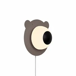 wall luminaire BRUNA BEAR with switch, with lamp socket E14 IP20, brown, mat, opal white, black 