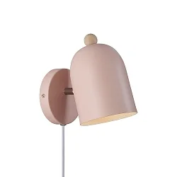 wall luminaire GASTON adjustable, with lamp socket E27 IP20, wood, dusty pink 