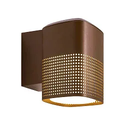 outdoor wall luminaire SIDARA WL square, perforated, sea-air resistant, with lamp socket E27 IP54, seaside metallic brown
