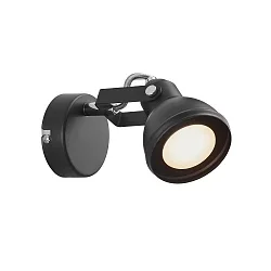 Luminaire mural ASLAK à 1 flamme, avec interrupteur, réglable GU10 IP20, mat, noir profond 
