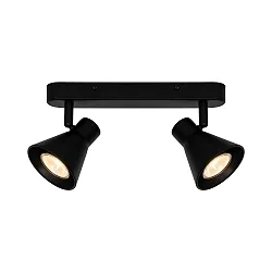 Rampe de projecteurs EIK à 2 flammes, réglable GU10 IP20, noir mat gradable