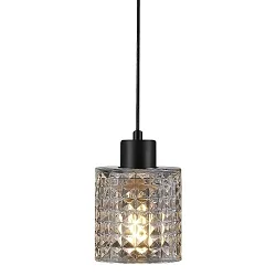 Nordlux Pendant luminaire HOLLYWOOD, height 17.7cm, shade Ø 10.8cm, pendulum 300cm, E27, smoky glass / black