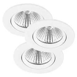 Plafonnier encastré FREMONT pivotant, lot de 3 IP23, blanche