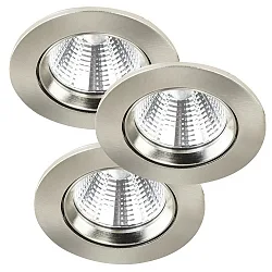 Plafonnier encastré FREMONT pivotant, lot de 3 IP23, argent