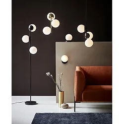 Lampadaire LILLY E14 IP20, blanc opale, noir  