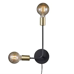 Luminaire mural JOSEFINE E27 IP20, laiton, noir , noir mat 
