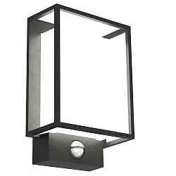 Luminaire mural d’extérieur NESTOR SENSOR angulaire, avec capteur, avec diffuseur IP44, noir profond 