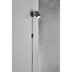 Luminaire mural LOTUS E14 IP20, laiton, noir  