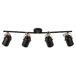 Luminaire de plafond LOTUS 4 flammes E14 IP20, laiton, noir  