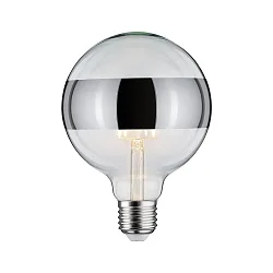 Globe de filament d'ampoule DECO GLOBE LED MIRROR-RING SILVER G125 clair E27 6,5W 640lm 2700K CRI >80 gradable