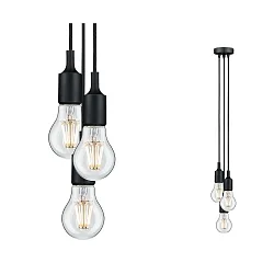 Luminaire à suspension NEORDIC KETIL 3 flammes E27 IP20, noir  gradable