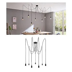 Pendant luminaire NEORDIC KETIL, 7 flames, 7x E27 max. 20W, individual, black