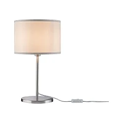 Lampe de table TESSA avec interrupteur, avec abat-jour E14, crème, fer brossé gradable