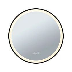 mirror with lighting MIRRA LED Ø 59CM round, CCT Switch, with touch dimmer, with heating function IP44, mat, black dimmable