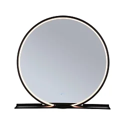 Miroir avec éclairage MIRO Ø 50CM rond, avec carde, Tunable White, avec tablette IP44, noir mat 