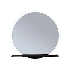 Miroir avec éclairage MIRO Ø 50CM rond, sans cadre, Tunable White, avec tablette IP44, noir mat 