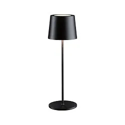 Lampe de table à accu GILO USB-C haut / bas, avec connexion USB, reculer, avec variateur tactile IP44, noir mat gradable