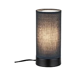 Lampe de table PIA cylindrique, avec interrupteur E14, gris, noir mat gradable