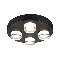 ceiling luminaire KAME Ø 250MM 4 flames, round, switchable IP44, mat, signal black 