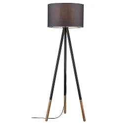 Lampadaire NEORDIC RURIK à 1 flamme, avec abat-jour E27, gris, bois gradable