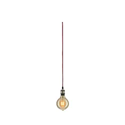 pendant luminaire NEORDIC ELDAR with switch, with plug E27, brushed nickel, red dimmable